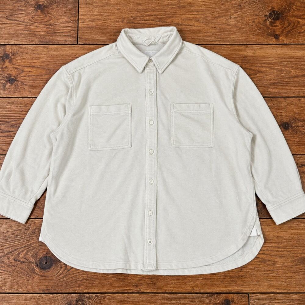 Aerie Coastal Cottage Oversized Rough Hem Button-Up Shirt EUC
